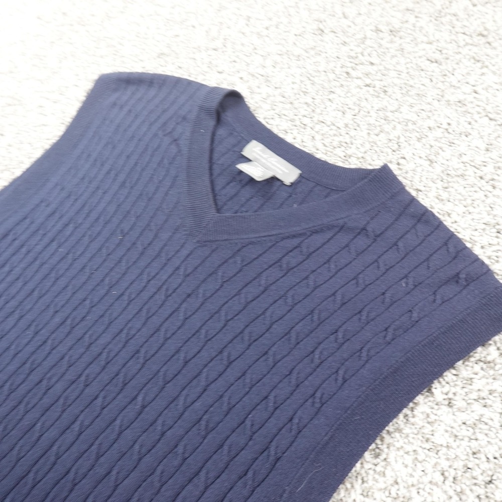 Daniel Cremieux Sweater Vest Mens M Blue‎ Silk Cotton Cashmere Cable Knit V Neck